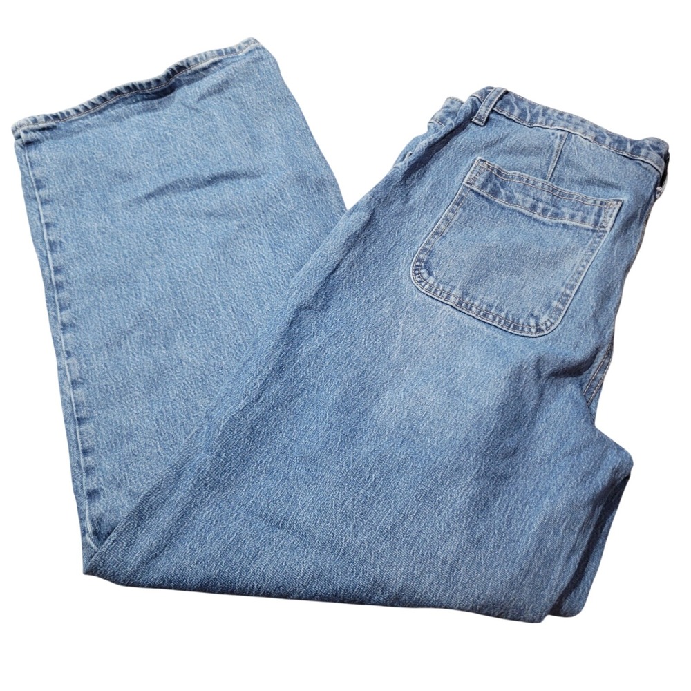 Free Assembly Jeans Women 16 Blue Wide Leg Patch Pocket High Rise Light Denim